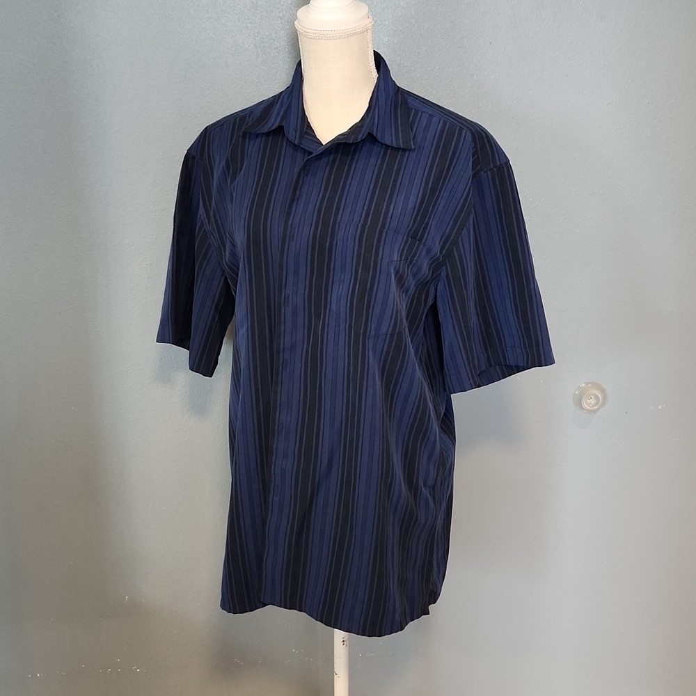 George One Pocket Pinstripe short sleeve button-down shirt Preppy Office Formal
